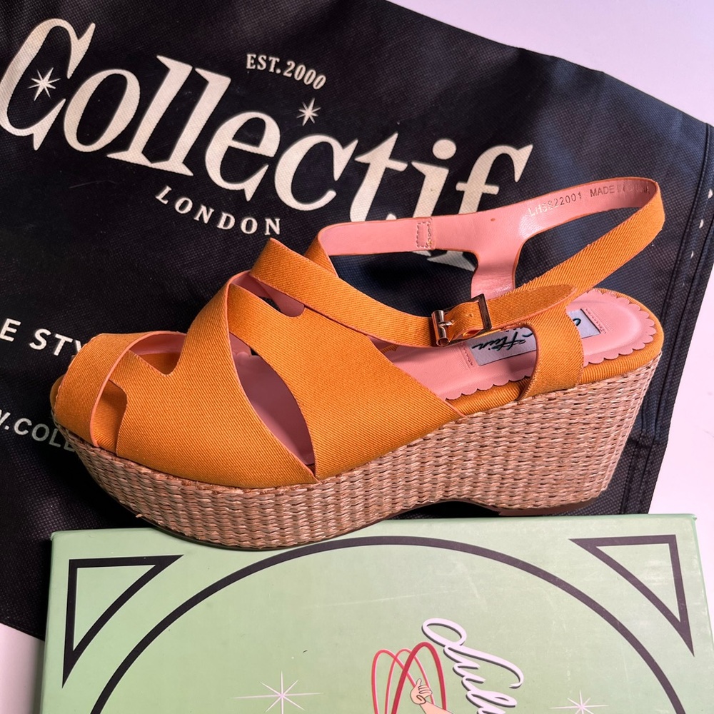 Chic Mustard Yellow Espadrille Wedges - Brand New, Size 10 (Collectif)